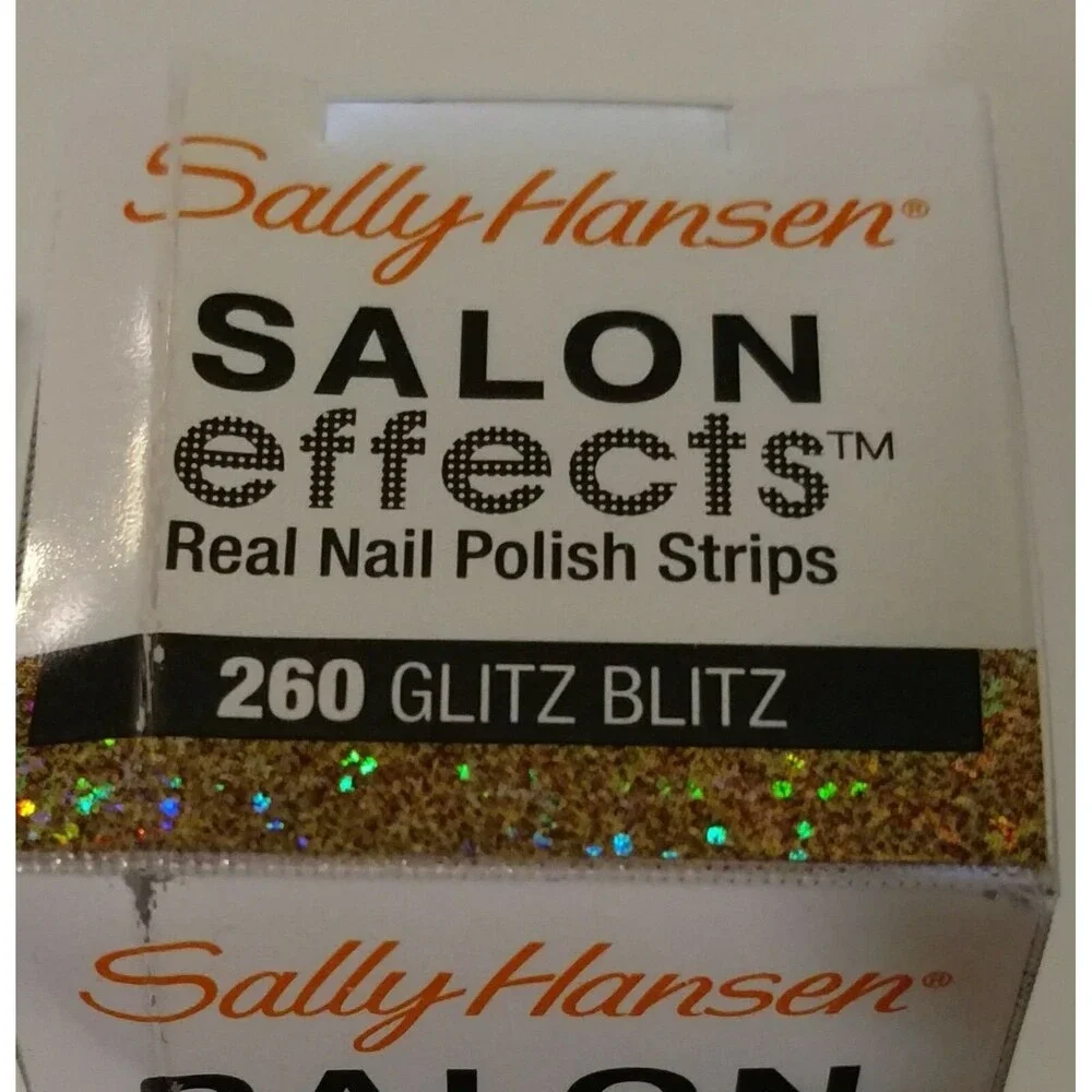 Sally Hansen Salon Effects GLITZ BLITZ #260 Real Nail Polish Strips Gold Sparkle